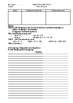 Kiểm tra chương I môn Số học 6